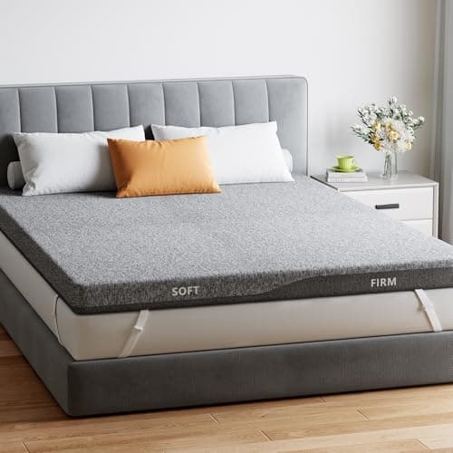 PERLECARE Dual Firmness Mattress Topper Queen, 3 Inch Firm Bed Topper with Split Soft & Firm Zones, Comfortable and Supportive Mattress Pad for Back Pain, Non-Slip & Removable, CertiPUR-US Certified 9
