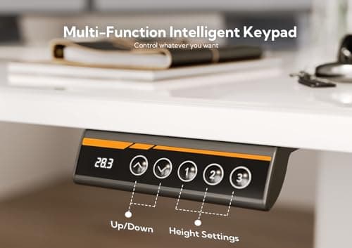 INNOVAR Glass Standing Desk, 48x24 Inch White Standing Desk Adjustable Height Electric Stand Up Quick Install for Computer Desks, Super White 8