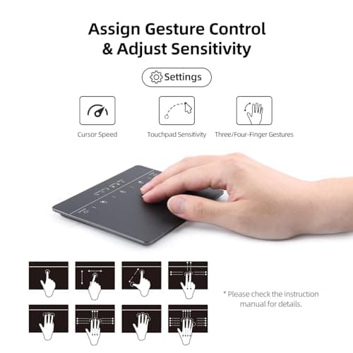 Wired & Wireless Metal Touchpad for PC Computer & Laptop, Rechargeable Trackpad Travel-Friendly Bluetooth & USB Mouse Pad for Windows 7/10/11, Black 5