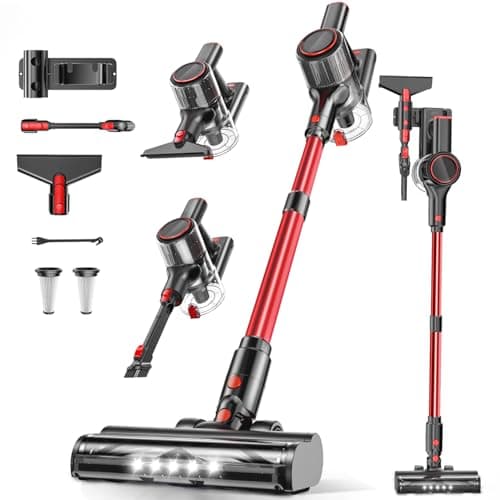 TITIPOY Cordless Vacuum Cleaner, 40Kpa 8-in-1 Vacuum Cleaners for Home, 45Mins Runtime Anti-Tangle Stick Vacuum with LED Display, 3 Modes Suction, Lightweight Vacuum for Hardwood Floor/Carpet/Pet Hair