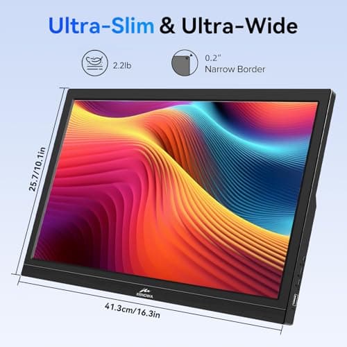 Kenowa 17.3" PC Monitor HD 1600 * 900P Portable Computer Monitor with Type-C/HDMI Port, Built in Kickstand&Speakers External Second Screen for Laptop,PC,PS4,Mac,Xbox 7