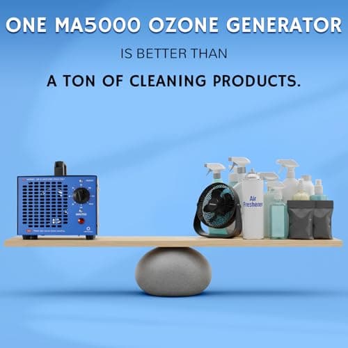 Airthereal MA5000 Commercial Ozone Generator, High Capacity Ozone Machine Odor Removal - Home Air Ionizers O3 Deodorizer for Rooms, Smoke, Cars and Pets, Eliminate Odors up to 2000sq.ft., Blue 6