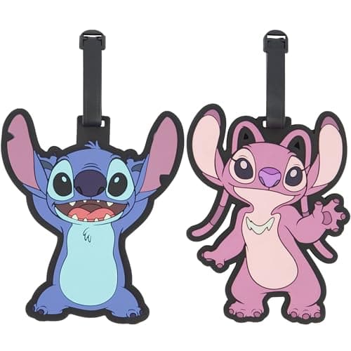 Disney Stitch and Angel 2-Piece Suitcase ID Tag Set with Adjustable Straps, Multi, One Size