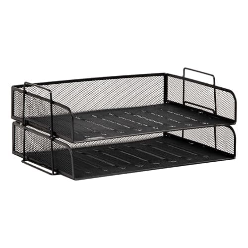 Mind Reader Stackable Paper Tray, Desktop Organizer, File Storage, Office, Metal Mesh, 2 Pcs., Black 7