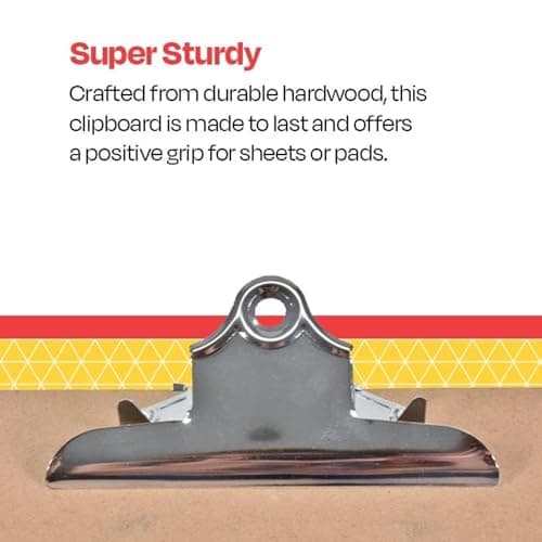 School Smart Legal Clipboard, 9 x 15-1/2 x 1/8 Inches, Hardboard, Brown, Bright Nickel 6