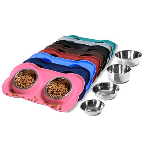 Hubulk Pet Dog Bowls 2 Stainless Steel Dog Bowl with No Spill Non-Skid Silicone Mat + Pet Food Scoop Water and Food Feeder Bowls for Feeding Small Medium Large Dogs Cats Puppies (S, Pink) 8