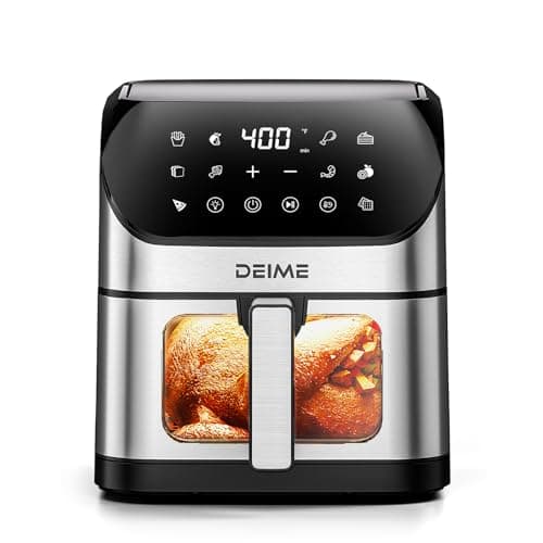 DEIME Air Fryer 6.5 QT Oilless Oven Large AirFryer Healthy Cooker with 10 1-Touch Preset, Visible Cooking Window, Non-Stick Basket & Dishwasher Safe