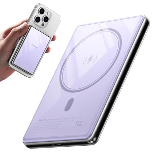 Kuulaa 10000mAh Magsafe Power Bank Ultra Slim 0.53'' Magnetic Wireless Portable Charger with USB-C Output, 20W PD Fast Charging for iPhone 16/15/14/13/12 Series, Tempered Glass Design