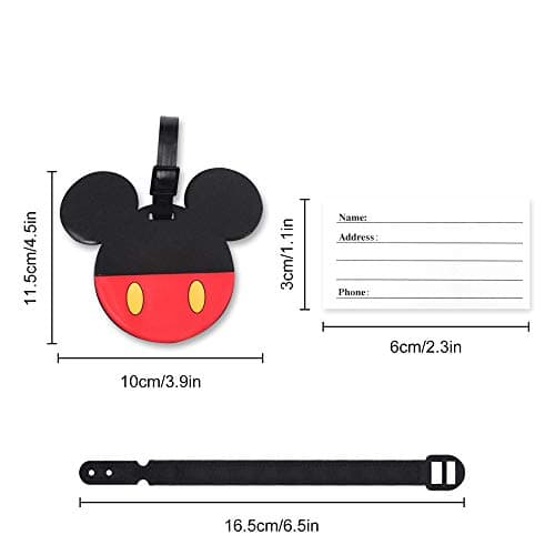 4 Pcs Set Mickey Minnie Silicone Travel Luggage Baggage Identification Labels ID Tag for Bag Suitcase Plane Cruise Ships with Belt Strap 6
