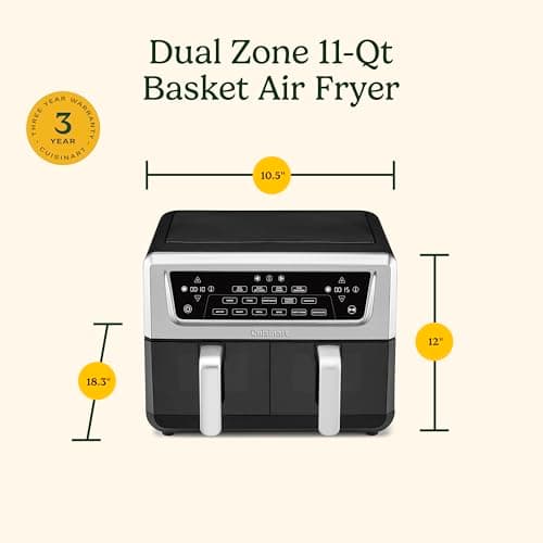 Cuisinart Dual Basket Air Fryer, Two Baskets 11 Qt in Total, 6 Functions: Air Fry, Roast, Bake, Broil, Dehydrate & Keep Warm, Features Sync Finish & Sync Settings, Toss Reminder & Auto-Pause, ADZ-112 9