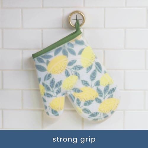 S&T INC. Round Adhesive Push Towel Hooks for Kitchen, Hand and Dish Towels, Brushed Gold, 4 Pack 5