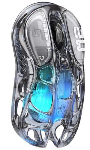 GravaStar Mercury M2 Wireless Gaming Mouse with 26,000 DPI, PAW3395DM Sensor -79g Lightweight Hollowed-Out Design -5 Programmable Buttons -5 Dynamic Lightsync RGB - Transparent Black