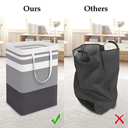 StorageRight Large Collapsible Laundry Basket Hamper with Easy Carry Handles，Freestanding Clothes Hampers for Laundry, Bedroom, Dorm, Towels, Toys, 75L, Gradient Grey 5