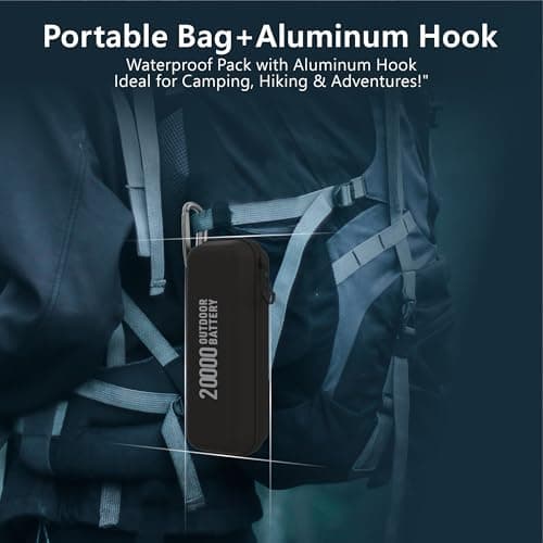 aswayke 20,000mAh Rugged Power Bank with Fast Charge USB-C PD, IP68 Waterproof Shockproof, Includes 420lm Bright Camping Lantern, Tactical Outdoor Charger for Hiking Camping Survival Emergency (Brown) 8