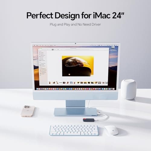 PULWTOP USB C Hub for iMac 24 inch 2021 2023 2024, 8 in 1 iMac USB Hub with M.2 SSD Expansion (SSD Not Included), USB A/C 3.2 10Gbps, 2 USB A 2.0, SD/TF, iMacM1 M3 M4 Slim Dock Accessories 6