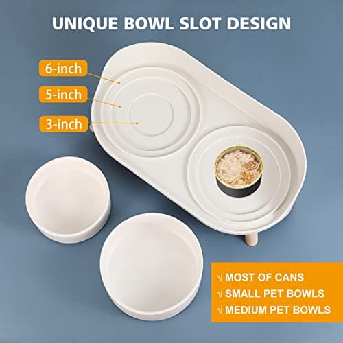 Elevated Ceramic Dog Bowl Set - Double Dog Feeding Bowls with Stand Splash Proof - Raised Dishes for Food and Water - Ideal for Small to Medium Dogs - 2 x 850 ml - 28.74 oz 5