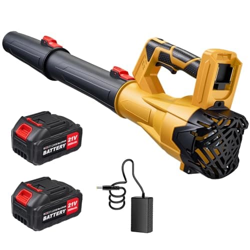 650CFM Cordless Leaf Blower,Electric Leaf Blower with 2.6Ah Battery & Charger,6-Speed Power Handheld Blower for Lawn Care, Grass Clippings, Pine Needles & Driveway, Yellow