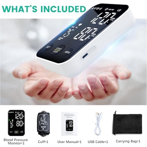 Oklar Blood Pressure Monitor Upper Arm Monitors for Home Use BP Machine Sphygmomanometer with 2x120 Reading Memory Adjustable Arm Cuff 8.7"-15.7" Large Display with LED Background Light Storage Bag 7