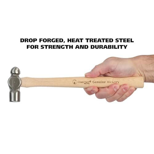 GreatNeck BP8 Ball Peen Hammer, 8 Oz Drop-Forged Steel Metalworking Tool With Precision-Balanced Authentic Hickory Wood Ball Peen Hammer Handle, For Riveting, Shaping, Bending Metal 5