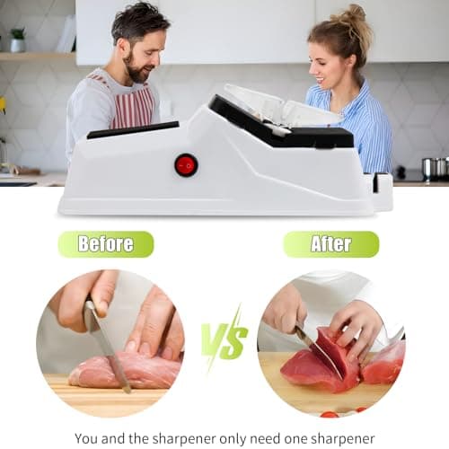 Gusneck Electric Knife Sharpener,(USB) Double Sided Knife Sharpener,Quick Sharpening & Polishing,with Protective Cover.（5pcs grindstone） 5