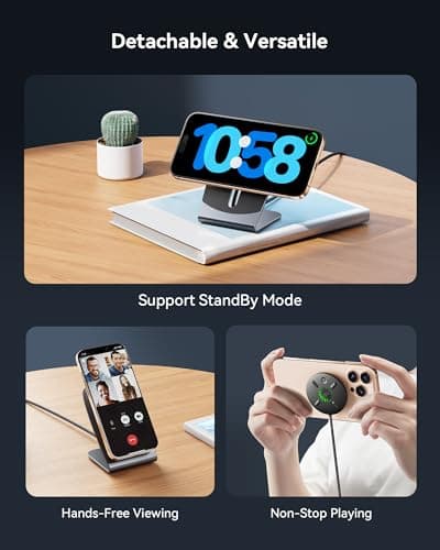 INIU Magnetic Wireless Charger Stand, Qi2 Certified 15W Mag-Safe Wireless Charging Pad with Cooling Fan, Fast Charging Pad for iPhone 17 16 15 14 13 12 Series AirPods 4 3 2 Pro (with Adapter) 5