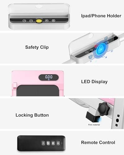 HomeFitnessCode Foldable Walking Pad with Handle Bar, 5MPH Folding Treadmill Portable Under Desk for Home Office 4 in 1, Ultra Quiet <45dB, Safety Lock, Remote Control, 300 LB Capacity 9