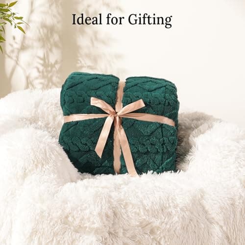 Kaisa Weighted Blankets for Adults 15 lbs 60"x80" Queen Size, Reversible Double Sided Fleece Plush Sherpa Jacquard Weighted Blanket for Pressure Relief, Cozy Fluffy Shaggy Knitted Heavy Blanket, Green 8