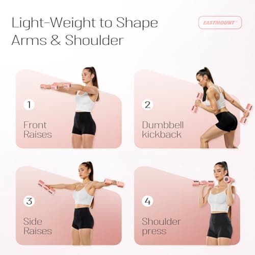 EAST MOUNT Adjustable Dumbbells 5 lb Dumbbells Set of 2 / Pair 10 lb Total Free Weights 6 in 1 Women Hand Weights for Home,Office,Gym Exercise Training 2lb 3lb 4lb 5lb Fast Adjust 4