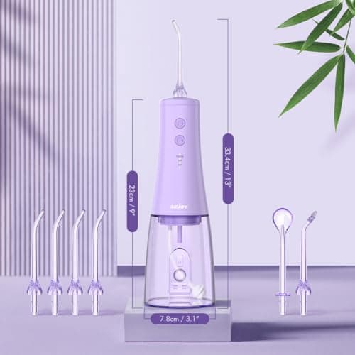 350mL/12oz Water Flosser with 3 Modes 6 Jet Tips,Dental Oral Irrigator USB Rechargeable Cordless Water Dental Picks for Teeth Cleaning,IPX7 Waterproof,for Home and Travel for Oral Care(Purple) 9