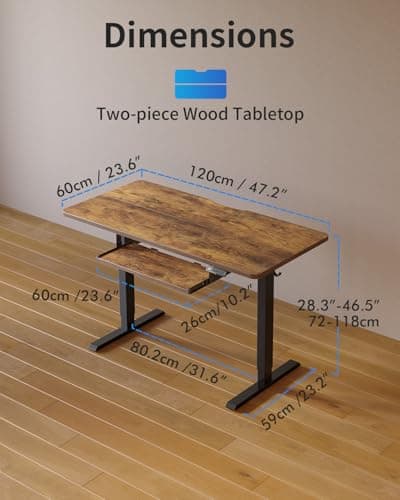 FEZIBO Standing Desk with Keyboard Tray, 48 x 24 Inch Adjustable Height Sit Stand Desk with Memory Presets for Home Office, Ergonomic Computer Workstation, Rustic Brown 6