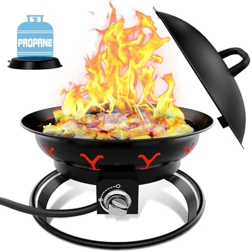 FOOPIT Portable Propane Fire Pit for Camping - Outdoor Gas Firepit for Outside Patio Small Campfire Pits with Lid Round Fireplace