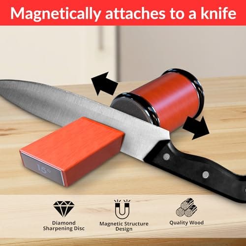 Rolling Knife Sharpener Elebe, Fancy and Accurate Dispenser Kit with Wheels Knife Sharpener Stainless Steel, Wood Color Sharpening Angles 15/20 6