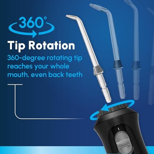 Waterpik Cordless Pearl Rechargeable Portable Water Flosser for Teeth, Gums, Braces Care and Travel, Extra Quiet, 4 Flossing Tips - ADA Accepted, WF-13 Black, Amazon Exclusive 6