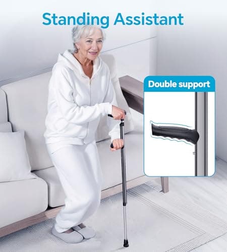 HOMLAND Adjustable Aluminum Walking Cane & Underarm Crutches with Pads and Handgrips, for Adults 150-190cm Tall 6