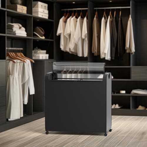 Jewem 100L Sealed Laundry Sorter Cart, Double Hamper with Wheels, Rolling Basket with Lid, Heavy Duty Bin with 2 Removable Bags 6