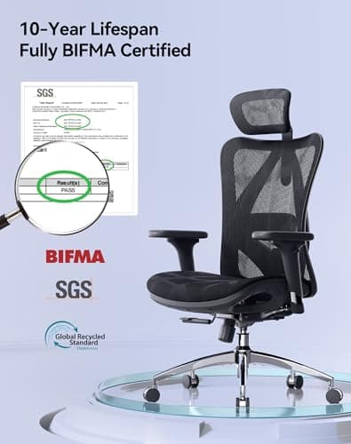 SIHOO M57 Ergonomic Mesh Office Chair, High Back Home Desk Chair with 3D Armrests, Lumbar Support and Adjustable Headrest, Comfortable Computer Chair, Big & Tall Office Chair Hold 330 LBS-Black 13