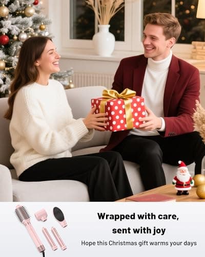 MESCOMB Dual Voltage Hot Air Styler Wrap - 5 in 1 Hair Dryer Brush with Fast Drying Blow Dryer, Styling, Straightening & Volumizing with Travel Bag (100V–240V) -Pink 9