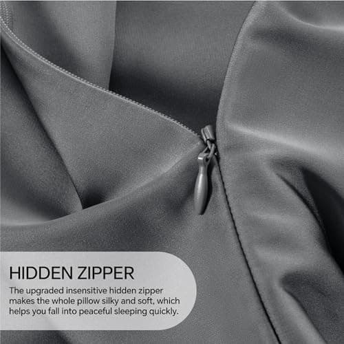 INFIIXSO Mulberry Silk Pillowcase for Hair and Skin, Silk Pillow Cases King Size with Hidden Zipper 20x40 Inches, Smooth and Soft Cooling Pillow Cases for Hot Sleepers(Dark Grey, 1 Pack) 5
