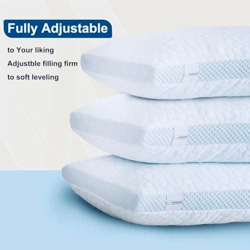 Homeware Guru Luxury Cooling Air Layer Jacquard Fabric Pillows, Shredded Memory Foam Pillows, Both Sides are Designed Cooling Silky Fabric, Queen Size 18"x28", 2-Pack 5