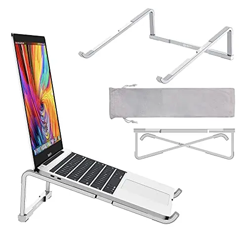WixGear Laptop Stand for Desk - Foldable, Lightweight Aluminum Laptop Riser Holder, Portable Stand for 10-15.6” Laptops, Prevents Overheating with Non-Slip Rubbers, Travel-Friendly, Ergonomic Design 7