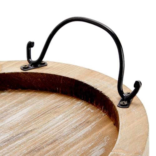 Farmlyn Creek Serving Tray for Coffee Table Decor - 15.8" x 10.8" x 1.3", Oval, Wood Color, Rustic - Decorative Wooden Tray with Handles - Farmhouse Table Decor 5