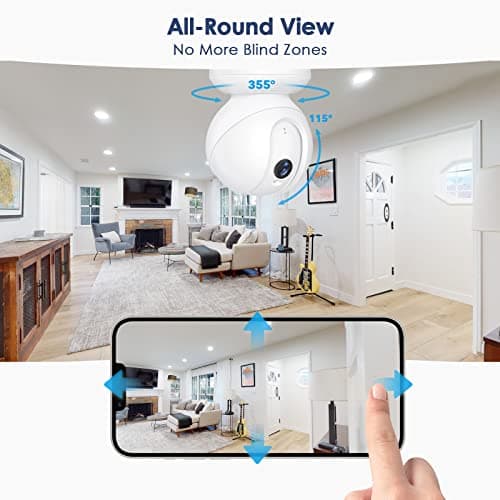 VIMTAG Indoor Camera, 2.5K/4MP HD 360° Pan/Tilt WiFi Camera for Dog/Pet/Baby/Home Security, AI Human/Sound/Motion Detection, Night Vision, 2-Way Audio, Cloud/Max 512GB TF Card Storage, Support Alexa 6