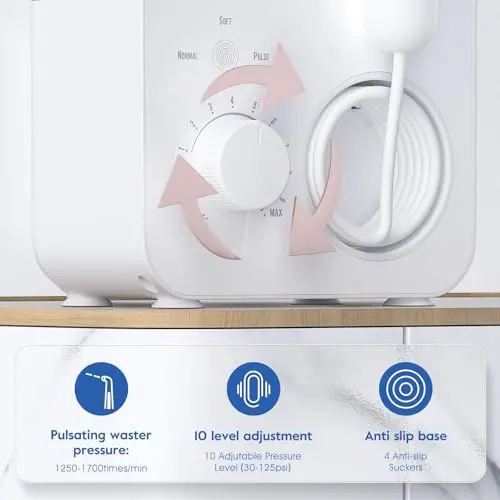 Froomer Water FLosser 600ML Water Dental Flosser for Teeth,10 Adjustable Pressure Level, 7 Water Jet Tips for Family,3 Modes Water Flosser for Braces 7