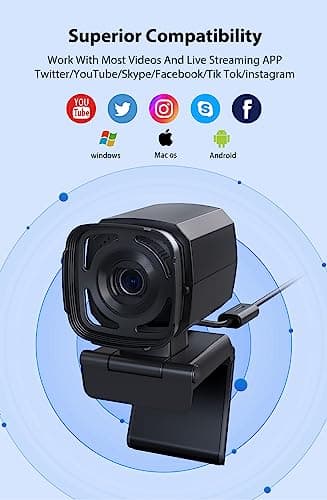 TaKicola Webcam for PC, AI Auto Tracking, Remote Control, in-line Dual Noise Canceling Microphones, Full HD 1080P Video Calls, 73° Angle View, Privacy Shutter, USB Plug and Play, Low Light Correction 7