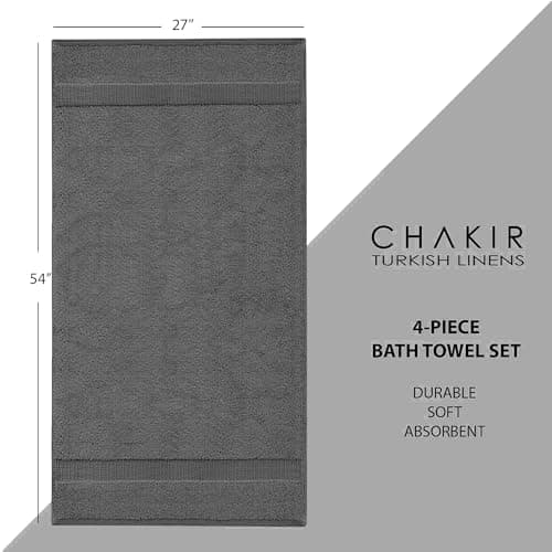 Chakir Turkish Linens | Hotel & Spa Quality 100% Cotton Premium Turkish Towels | Soft & Absorbent (4-Piece Bath Towels, Dark Gray) 6