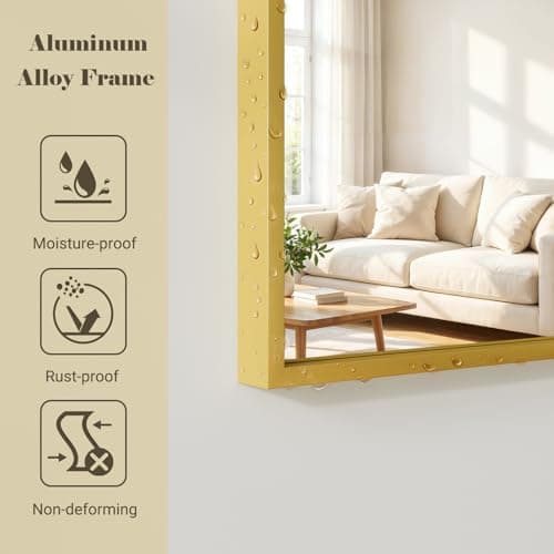 WISSMIELS 57" x 20" Arched Full Length Mirror - Wall Mounted/Floor Mirror Aluminum Alloy Frame Full Body Mirrors for Bathroom Living Room Bedroom and Entryway,Gold 8