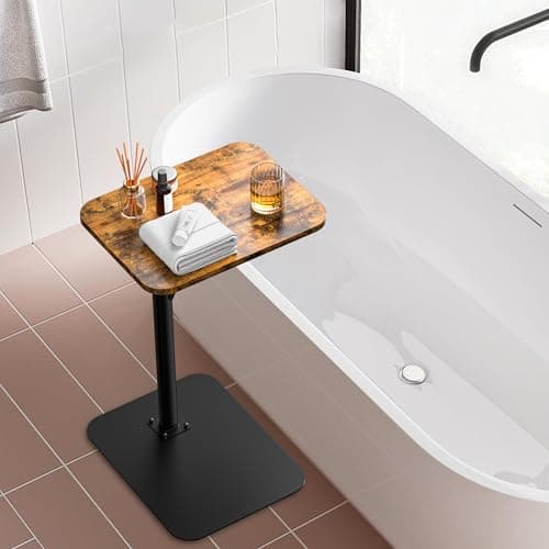 HzTinT Side Table Sofa Tray for Couch Heavy Metal Base Swivel/Adjustable Height, Sofa Bed Bathroom Study TV Tray C Shaped End Table Food Snack Trays for Eating 6