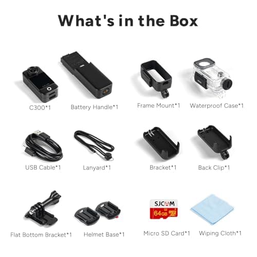 SJCAM C300 Essential Combo, 4K Action Camera,Magnetic Body Cam & Handheld Detachable Design, Vlogs for Content Creators YouTube Streaming,7Hour Power,Stabilization,Waterproof, Black 8