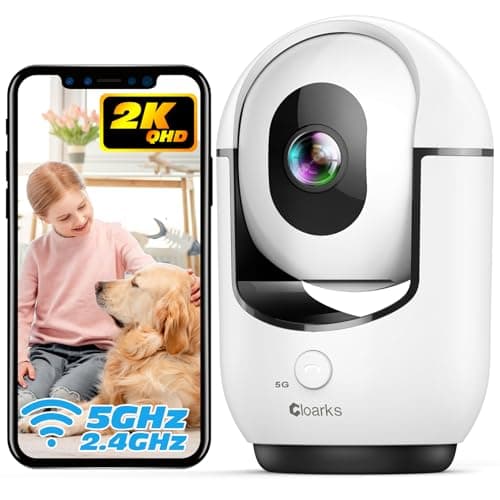 Cloarks 2K Indoor Camera, 5/2.4 GHz WiFi Pan/Tilt Security Camera with AI Motion Detection, One-Click Call for Baby Monitor, Wired Pet Camera with 2-Way Audio, 24/7, Siren Alarm, TF/Cloud Storage