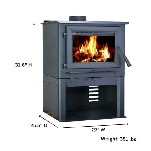 Comfort Glow Wood Burning Stove, Heats Up to 2,500 Sq Ft, 21" Logs, Plate Steel & Cast Iron, Large Glass Window, FireBrick Lined, USA-Approved for Mobile Homes 6
